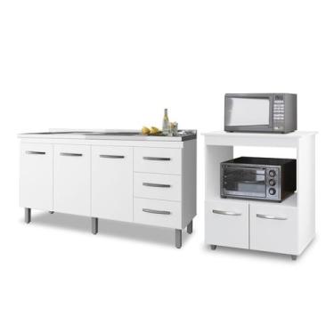 Imagem de Kit Balcão Diana Para Pia 150cm E Balcão Multiuso Angela para Microond