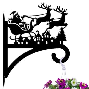 Imagem de peacoblue Ganchos para plantas de ferro para pendurar ao ar livre, planta interna, vaso de samambaia, alimentador de pássaros, 30 cm x 38,5 cm, suporte de parede de metal resistente ao clima para