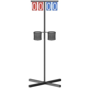 Imagem de Queension Flipper de placar com suporte, placar Cornhole com suporte de bebida para jogos Corn Hole, marcador de pontuação de pickleball, placa de pontuação para acessórios de basquete, esportes de