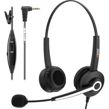 Imagem de Wantek Fone de ouvido para telefone com cancelamento de ruído de microfone, fone de ouvido de telefone 2,5 mm compatível com Panasonic AT&T RCA Vtech