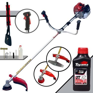 Imagem de Roçadeira Lateral Kawashima BCJ620L À Gasolina 62cc Motor 2 Tempos 3HP de Potência 10.000rpm Com Carretel Nylon + Lâmina Facão + ÓLEO TOYAMA FG50