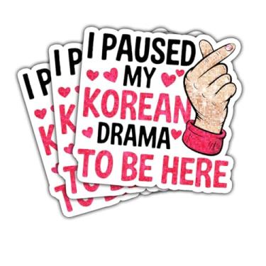 Imagem de Adesivo de 3 peças I Paused My K-Drama to Be Here Funny Heart Finger Hand K-Drama Fan Gift for Girls Boys Kdrama Stickers Korean Drama Lover Decal for Laptop Water Bottle Toolbox Phone Case Carros 7.6