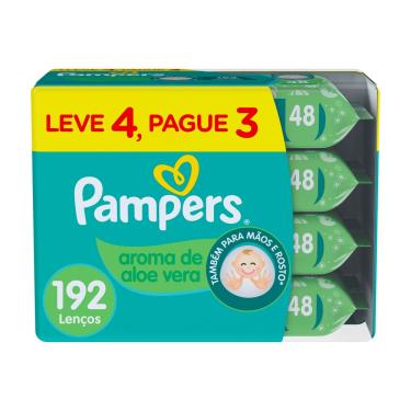 Imagem de Lenços Umedecidos 192 Unidades Pampers Aloe Vera Sem Álcool