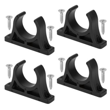 Imagem de Easecos Pacote com 4 clipes de suporte de remo de caiaque, suporte de remo de plástico, clipe de rede de pesca universal para barcos com 8 parafusos, acessórios para barco de caiaque