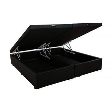 Imagem de Cama Box Baú Casal Bipartido Loja Xerife Suede Preto 41x138x188 - KSM 