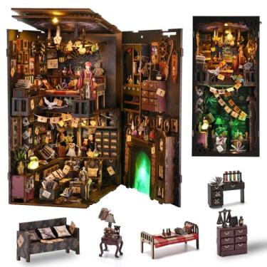 Imagem de TOYQI Kit de recanto de livro, kits de livros para adultos e adolescentes, quebra-cabeça de madeira 3D DIY kit de casa de boneca, decoração de estante, modelo de construção de beco com capa contra