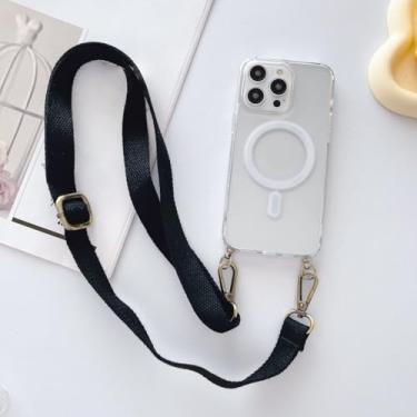 Imagem de Capa com alça magnética para Xiaomi 14T 14T 13T, Redmi Note 13 Pro POCO X6 M6 Pro, à prova de choque, com cordão transversal, transparente, preta, para Mi 14T