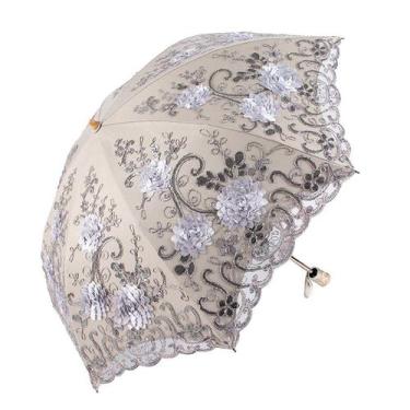 Imagem de Guarda-chuva Honeystore Vintage Lace UV Sun Folding Grey