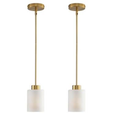 Imagem de CAFULAM Luminária pendente de casa de fazenda preta moderna com sombra de vidro, iluminação pendente industrial, luminárias suspensas ajustáveis, iluminação pendente de fazenda