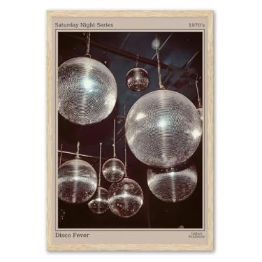 Imagem de Arte de parede de bola de discoteca em preto e branco pôster de jornal arte de carrinho de bar divertido vintage preto e branco arte de parede moderna estética em tela pôster moderno para sala de