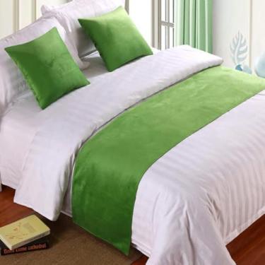 Imagem de Lenço de corredor de cama de veludo macio cachecol colcha de cama de luxo protetor de cama para quarto hotel decorativo para pé da cama queen king size toalha de cama verde-1||50 x 210 cm para cama de