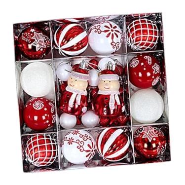 Imagem de Esquirla 44x Bolas de Natal Enfeites Bolas de Natal Artesanato Pingentes Enfeites Pendurados de para Festivais Celebração Interna, Boneco de Neve Vermelho E Branco