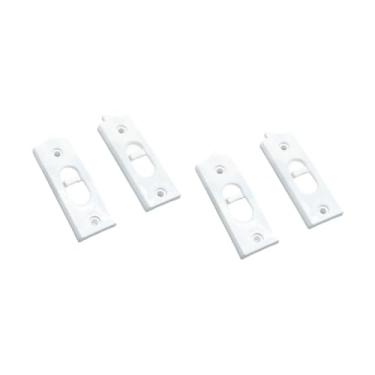 Imagem de IEUDNS 4 peças de hardware de trava de inclinação de encaixe para acessórios de janela doméstica, pares de travas de inclinação resistentes de 2 furos fáceis, Branco, S