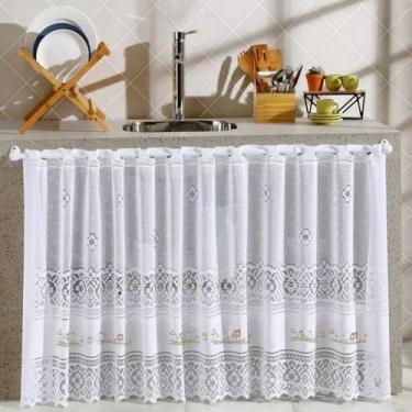 Imagem de Cortina de Renda Para Cozinha 2,00m x 80cm Pia Ou Meia Janela Corujinh