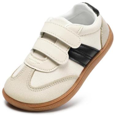 Imagem de Sapatos STQ KIDS Toddler Wide Toe Box Box para meninos bege e branco T