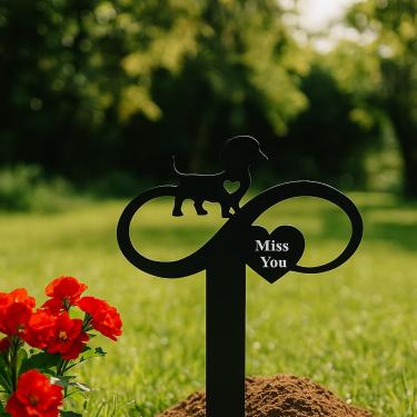 Imagem de Estaca de jardim memorial para animais de estimação para cães ou gatos – Marcador de túmulo de metal à prova de intempéries, placa memorial durável para animais de estimação, placa de homenagem à