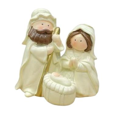 Imagem de Baoblaze Mini estátua da Sagrada Família, estatueta de presépio de Natal, figuras decorativas de Maria José, escultura para mesa de festival, sala de estar