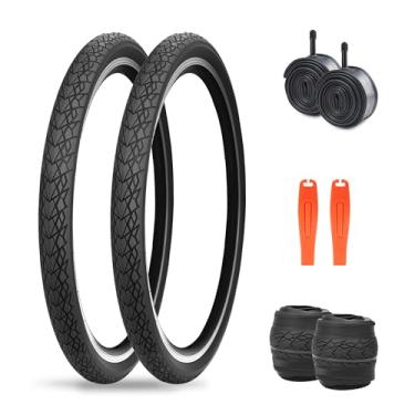 Imagem de ZUKKA Pneu de bicicleta de substituição de 61 x 4 cm para mountain bike Cruiser Bike (2 pneus + 2 tubos + 2 alavancas, 24 x 1,75)