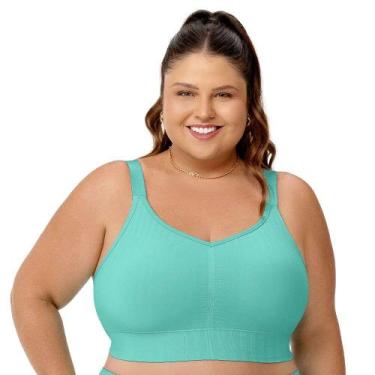 Imagem de Top Jacquard com Bojo Removível sem Costura Plus Size Verde Turquesa Z