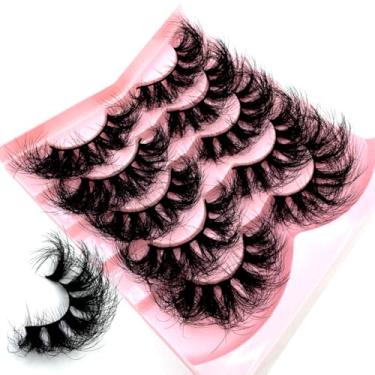 Imagem de HBZGTLAD 5 pares de cílios falsos de vison 10D de 25 mm a granel cílios postiços naturais macios grossos dramáticos de vison falso ferramentas de maquiagem atacado (QD-3)