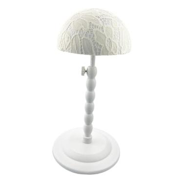 Imagem de Kokiya Suporte para cabeça de peruca, suporte para armazenamento, viagem, mesa, cabeça de manequim para estilizar, secar cabelo, exibição, salão de beleza e, Bege Amarelo