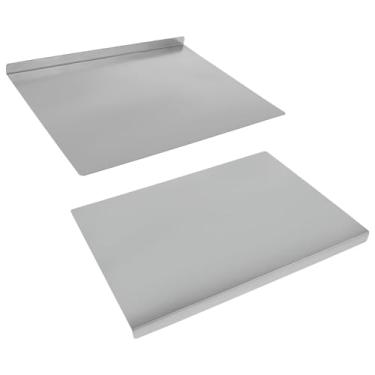 Imagem de Tábua de corte de aço inoxidável, lisa, de aço inoxidável, antiderrapante, com borda dobrável, pastelaria segura para cortar legumes e frutas (2,40 x 30 cm dobra em um lado)