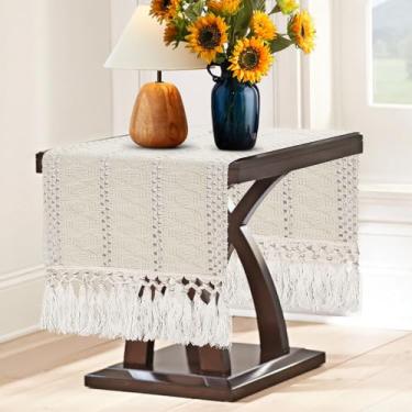 Imagem de yuboo Caminho De Mesa Boho 36", Bege Café, Cômoda Pequena Macramê, Cachecol Para Quarto, Criado-Mudo, Lateral, Cozinha, Decoração Boêmia Primavera