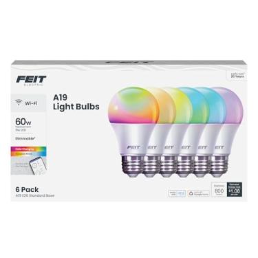 Imagem de Feit Electric Lâmpada LED inteligente A19, equivalente a 60 W, regulável, mudança de cor RGBW, compatível com Alexa e Google Home, habilitado para Wi-Fi de 2,4 GHz, 800 lúmens, vida útil de 25.000