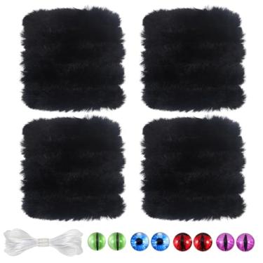 Imagem de TOAOB Kit de limpeza de cachimbo grosso, 4 peças, preto, grande, hastes de chenille, artesanato, bastões difusos, suprimentos de artesanato com olhos de dragão, para projetos de artesanato de aranha