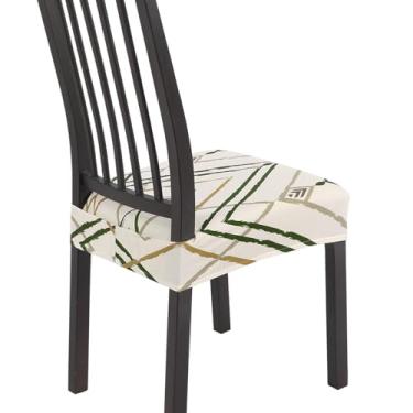 Imagem de SearchI Conjunto de 6 capas de assento elásticas para cadeiras de jantar, macias e removíveis e laváveis para cadeiras de jantar, capa protetora de assento de sala de jantar (parte traseira, listras