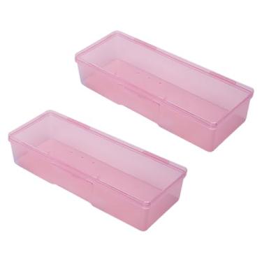 Imagem de GSHLLO Caixa organizadora de ferramentas de manicure, 2 peças, transparente, caixa de plástico pequena para pedicure, recipientes empilháveis retangulares, estojos de suprimentos para utensílios de