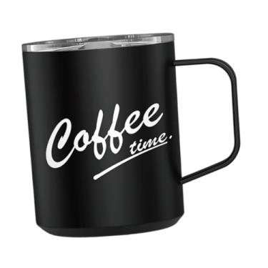 Imagem de menolana Caneca térmica para café, caneca para viagem, térmica para de 430 ml com alça para pescaria, sala de jantar e casa, Preto
