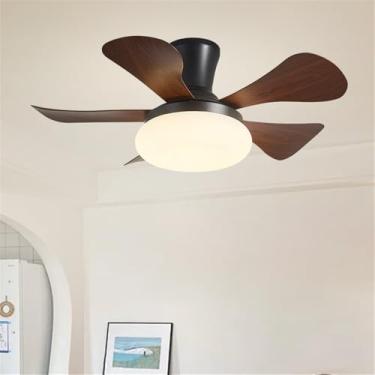 Imagem de OUFULA Luz do fã contemporânea Americano Retro Sala de estar Restaurante Quarto Estudo Quarto Crianças Villa Hotel Café loja de roupas LED Remoto Teto Luz do ventilador (Estilo 7)