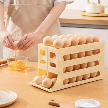 Imagem de Organizador de Ovos Deslizante para Geladeira, 4 Camadas, Automático com Rolamentos