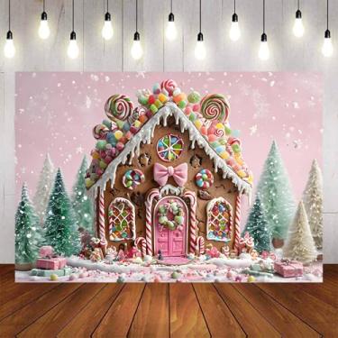 Imagem de Aumeko 2,1 x 1,5 m, cenário de Natal, Candyland, inverno, pirulito de hortelã-pimenta, fundo de cenário natalino, vermelho e branco, adereços de estúdio fotográfico para festa de Natal
