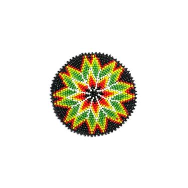 Imagem de Aplique feito à mão de medalhão de roseta com contas estilo nativo americano (estrela preta e verde)
