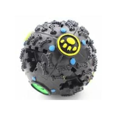 Imagem de Bola Interativa com Porta Petisco Ração para Cachorro Animais Brinquedo Pet Resistente 7cm (Preta)