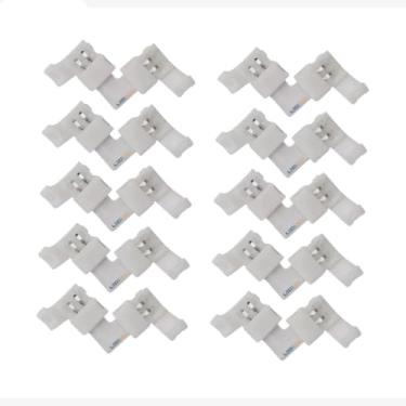 Imagem de Kit 10 Conector L Emenda Rápida 8mm 2 Via Fita Led Ip20 5050