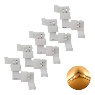 Imagem de Kit 5 Conector L Emenda Rápida 8mm 2 Vias Fita Led Ip20 5050