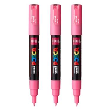 Imagem de posca Marcadores de tinta à base de água PC-1M, ponta extrafina (0,7 mm), rosa, 3 unidades