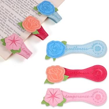 Imagem de 3 marcadores magnéticos de couro Fruit of Spirit, padrões florais (gentileza e temperança) de gálatas, marcadores magnéticos de página, para amantes de livros, adultos, estudantes, acessórios de