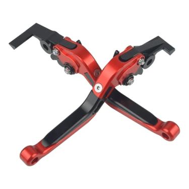 Imagem de LANQIAN Conjunto de alavancas de freio e embreagem CNC extensível dobrável compatível com YZF R1 2004-2014 Compatível com YZF R6 2005-2016 Vermelho + Preto