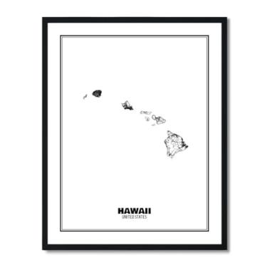 Imagem de Susie Arts Pôster de arte de mapa de rua abstrato do estado do Havaí, 20 x 25 cm, decoração de parede, escritório, escola, sds048