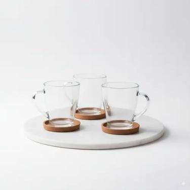 Imagem de Conjunto 3 Canecas Vidro Murlin 265ml Copo Alça Transparente Jogo Caneca Chá Café Cozinha Mesa Bebida