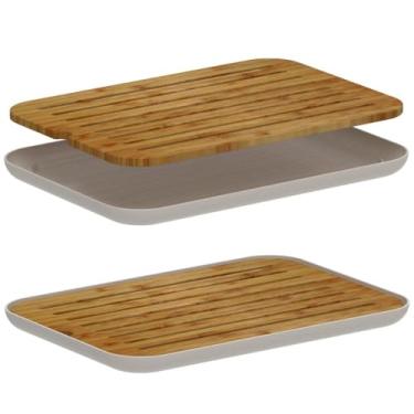 Imagem de Tábua de Corte Migalheira com Bandeja Coletora, Design Minimalista para Corte de Pães Bolos Massas, Utensílio, Cozinha, Bancada, Mesa, Louça (Bege)