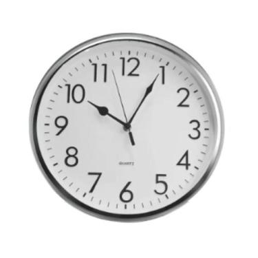 Imagem de Relógio De Parede Branco E Prata 26Cm - Btc