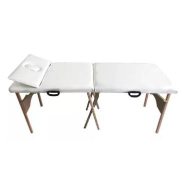 Imagem de Maca Madeira Portátil Cabeceira Respiro 200kg 65cm Largura Dobrável(Branca)