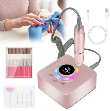 Imagem de Máquina de furadeira elétrica de mesa portátil 2 em 1, sem escova, 45.000 RPM, bateria de 14,8 Wh (tempo de uso: 8 horas), polidor de manicure com conjunto de brocas, 11 brocas