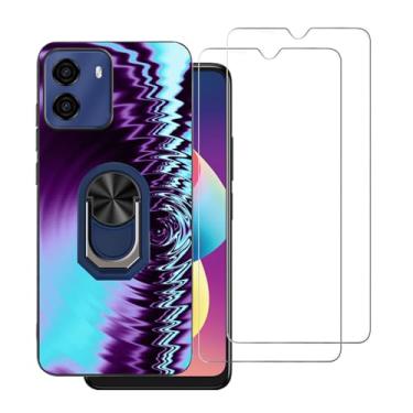 Imagem de DAMONDY Capa para BLU G35 com 2 protetores de tela, design de onda 3D de suporte, capas de telefone para homens e meninos, capa completa de TPU macio à prova de choque para BLU G35 - roxo