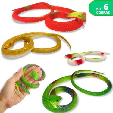 Imagem de Kit 6 Cobra Realista Grande Brinquedo Borracha Pegadinha - Europio